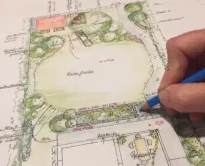 Gartenplan Handskizze gartengestaltung
