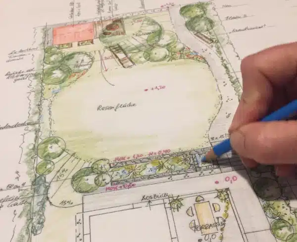 Gartenplan Handskizze gartengestaltung