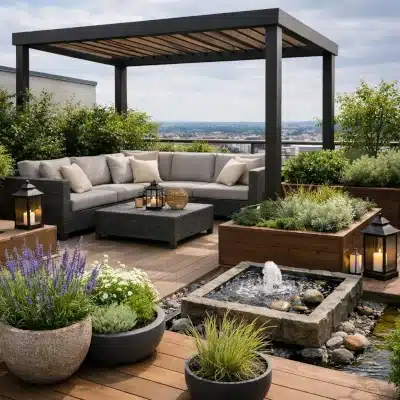 Dachgarten gestalten - Pergola Dachterrasse